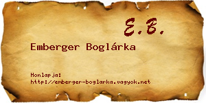 Emberger Boglárka névjegykártya